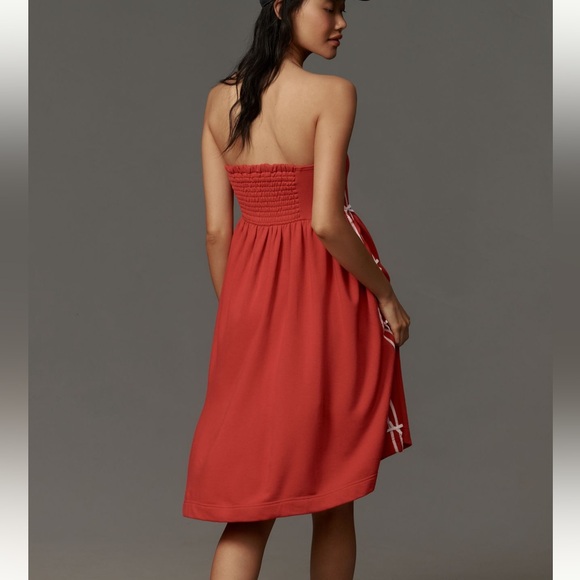 New Anthropologie Daily Practice Strapless Side Bow Midi Dress - Picture 2 of 4